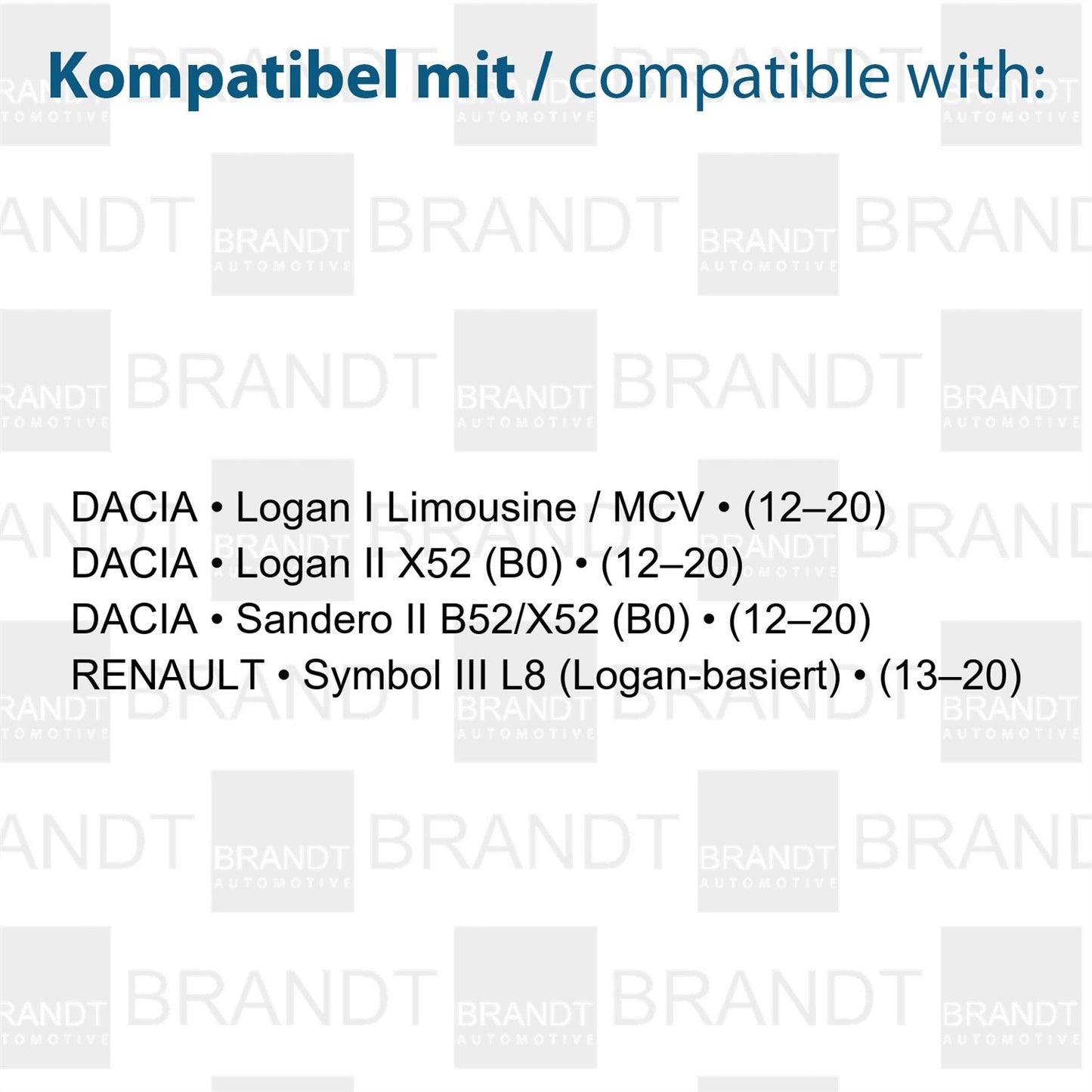 BRANDT AUTOMOTIVE Kennzeichenleuchte LED kompatibel mit Dacia Logan I Lim. MCV 12-20 Logan II 12-20 Sandero II 12-20 Renault Symbol III 13-20