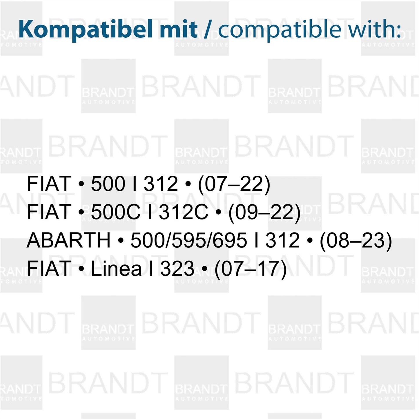 BRANDT AUTOMOTIVE Kennzeichenleuchten LED kompatibel mit Fiat 500 I 312 07-22 500C I 09-22 Linea I 323 07-17 Abarth 500 595 695 I 312 08-23