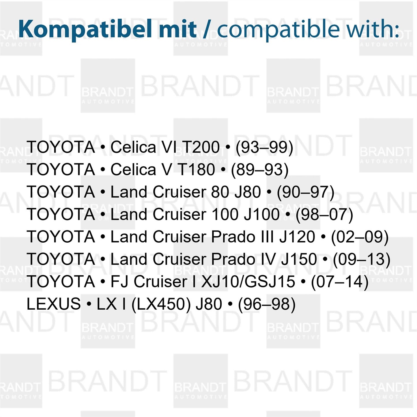 BRANDT Kennzeichenleuchten LED kompatibel mit Toyota Celica V VI T180 T200 89-99 FJ Cruiser I 07-14 Land Cruiser 100 J100 98-07 Land Cruiser 80 J80 Prado III J120 IV J150 Lexus LX I LX450 J80 96-98