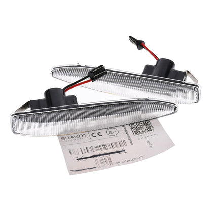BRANDT Seitenblinker Set LED Blinker + Kabel Weiss passend für Bmw 7er E65 01-08 E66 Lang 02-08 E67 Protection 03-08 E68 Hydrogen 7 05-08