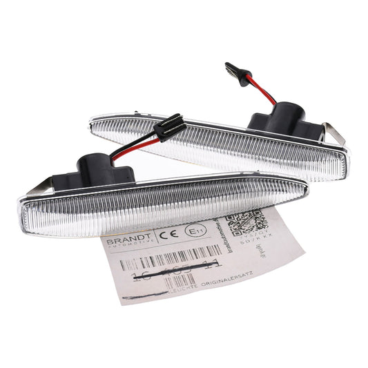 BRANDT Seitenblinker Set LED Blinker + Kabel Weiss passend für Bmw 7er E65 01-08 E66 Lang 02-08 E67 Protection 03-08 E68 Hydrogen 7 05-08