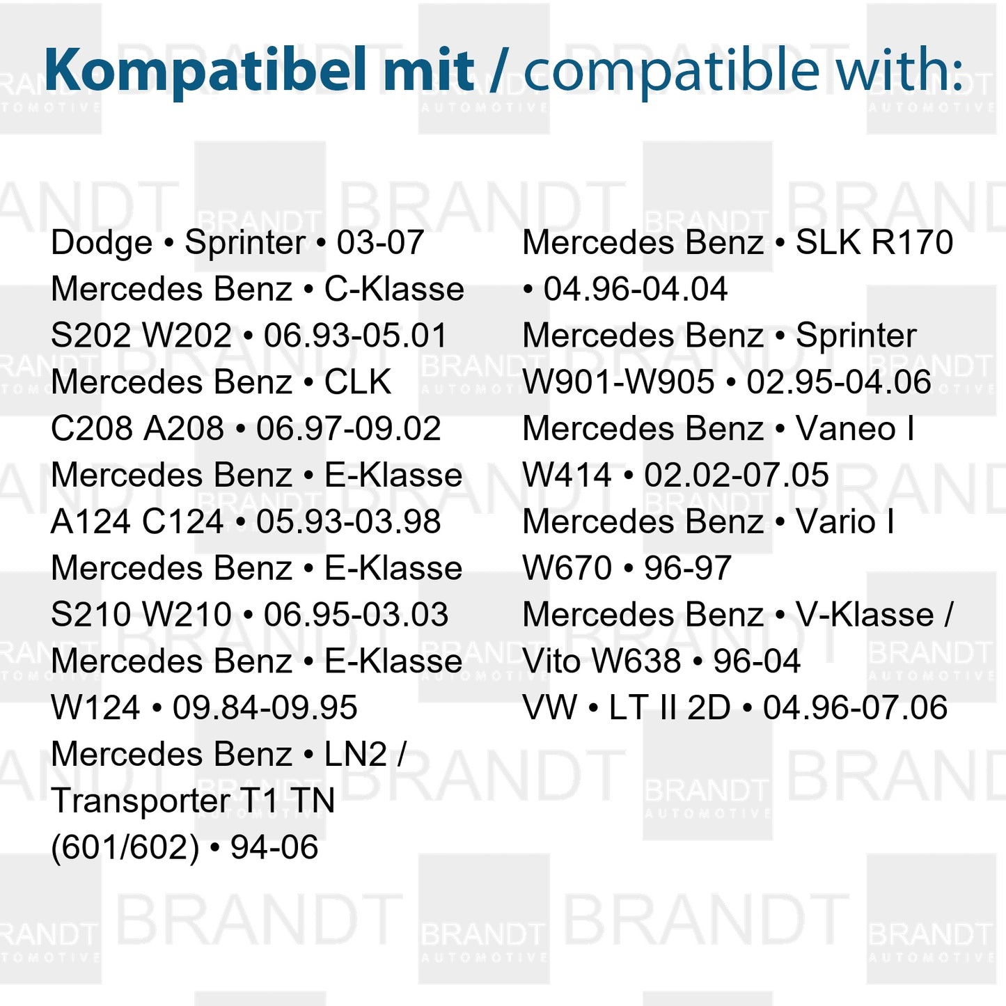 BRANDT Seitenblinker Set LED Blinker + Kabel Weiss passend für Mercedes C-Klasse W202 S202 E-Klasse W124 C124 A124 W210 CLK C208 A208 SLK R170 Viano W639 Vaneo W414 Sprinter W901 Vario W670 VW LT II