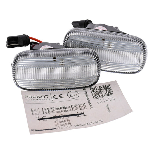 BRANDT Seitenblinker Set LED Blinker + Kabel Weiss passend für Honda Civic VII EP3 Accord VII Cl Cn Cm Jazz GD Integra VI Type R Stream CR-V II Odyssey II RL1 Blinkleuchten