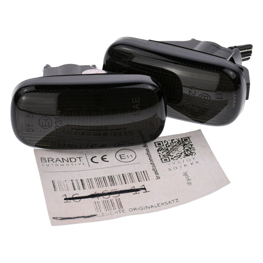 BRANDT Seitenblinker Set LED Blinker + Kabel Schwarz passend für Honda Civic VII EP3 Accord VII Cl Cn Cm Jazz GD Integra VI Type R Stream CR-V II Odyssey II RL1 Blinkleuchten