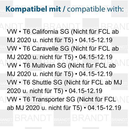 BRANDT Seitenblinker Set LED Kotflügel Blinker + Kabel Schwarz passend für VW T6 SG Transporter Multivan Caravelle Multivan 7E 15-19 Blinkleuchten