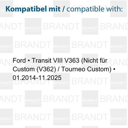 BRANDT Seitenblinker Set LED Seitenmarkierungsleuchte Blinker + Kabel + Widerstände Schwarz passend für Ford Transit MK8 VIII V363 14-25 Blinkleuchten