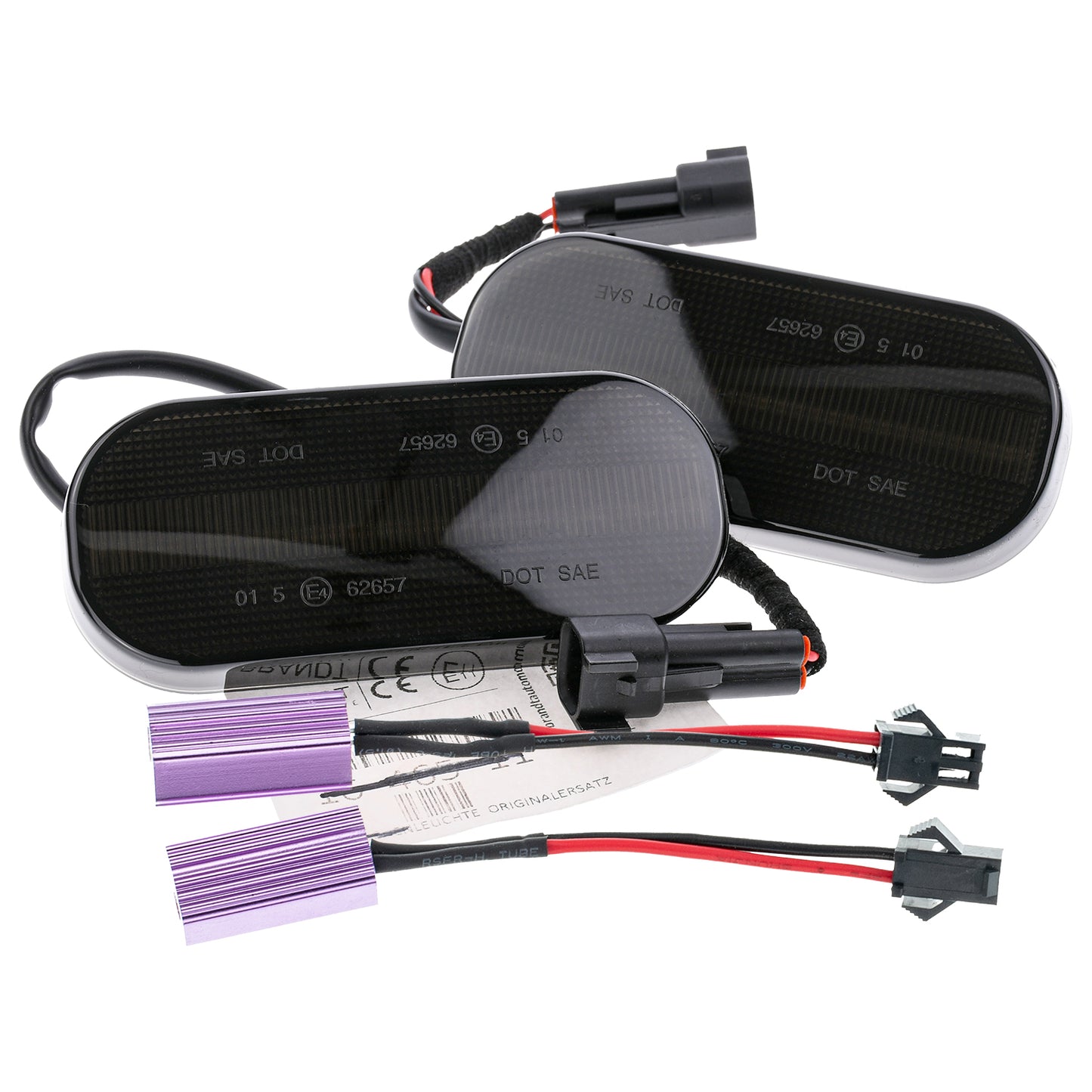 BRANDT Seitenblinker Set LED Seitenmarkierungsleuchte Blinker + Kabel + Widerstände Schwarz passend für Ford Transit MK8 VIII V363 14-25 Blinkleuchten