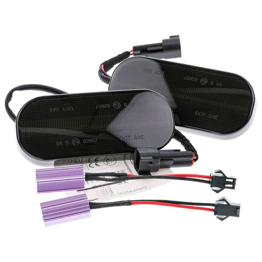 BRANDT Seitenblinker Set LED Seitenmarkierungsleuchte Blinker + Kabel + Widerstände Schwarz passend für Ford Transit MK8 VIII V363 14-25 Blinkleuchten