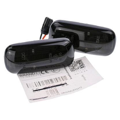 BRANDT Seitenblinker Set LED Kotflügel Blinker + Kabel Schwarz passend für Audi A3 S3 8P 03-13 A4 S4 RS4 B6 B7 8E 8H 01-09 A6 S6 RS6 C6 4F 04-11 Blinkleuchten