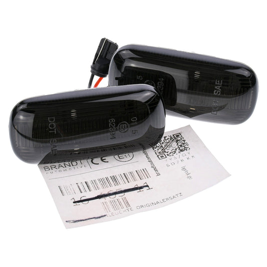 BRANDT Seitenblinker Set LED Kotflügel Blinker + Kabel Schwarz passend für Audi A3 S3 8P 03-13 A4 S4 RS4 B6 B7 8E 8H 01-09 A6 S6 RS6 C6 4F 04-11 Blinkleuchten