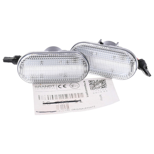 BRANDT Seitenblinker Set LED Kotflügel Blinker + Kabel Weiss passend für Smart Fortwo 453 Nissan Interstar X70 Kubistar X76 Primastar X83 Opel Vivaro A Movano A Blinkleuchten