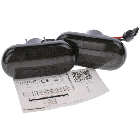 BRANDT Seitenblinker Set LED Kotflügel Blinker + Kabel Schwarz passend für Dacia Dokker KE Lodgy JS Duster I HS Logan I LS MCV KS Express FS Pick-Up US Renault Clio I B57 C57 S57 Blinkleuchten