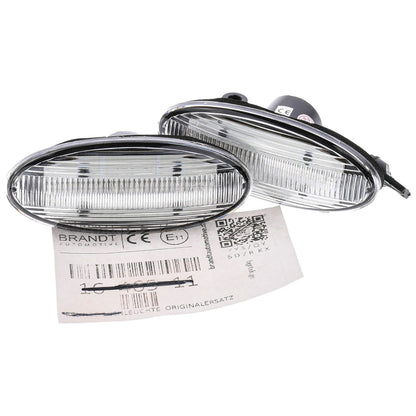BRANDT Seitenblinker Set LED Kotflügel Blinker + Kabel Weiss passend für Nissan Cube III Z12 Juke I F15 Leaf I ZE0 Micra IV K13 Note I E11 Qashqai I J10 X-Trail II T31 NV200 Evalia M20 Blinkleuchten