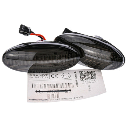 BRANDT Seitenblinker Set LED Kotflügel Blinker + Kabel Schwarz passend für Renault Koleos I Pre-LCI 08-11 Smart Forfour II W453 14-18 Blinkleuchten