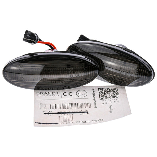 BRANDT Seitenblinker Set LED Kotflügel Blinker + Kabel Schwarz passend für Renault Koleos I Pre-LCI 08-11 Smart Forfour II W453 14-18 Blinkleuchten