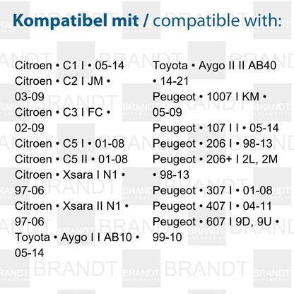 BRANDT Seitenblinker Set LED Kotflügel Blinker + Kabel Weiss passend für Citroen C1 I C2 I JM C3 I FC C5 I DC DE XSARA I II N1 Toyota Aygo I II AB10 AB40 Blinkleuchten