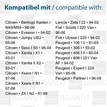 BRANDT Seitenblinker Set LED Kotflügel Blinker + Kabel Schwarz passend für Citroen Saxo I ZX I Xsara I II Jumpy I Xantia I II Berlingo I Evasion I Synergie Lancia Zeta Blinkleuchten