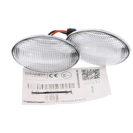 BRANDT Seitenblinker Set LED Kotflügel Blinker + Kabel Weiss passend für Mini Clubman R55 Hatch R56 Cabrio R57 Coupe R58 Roadster R59 Countryman R60 Blinkleuchten