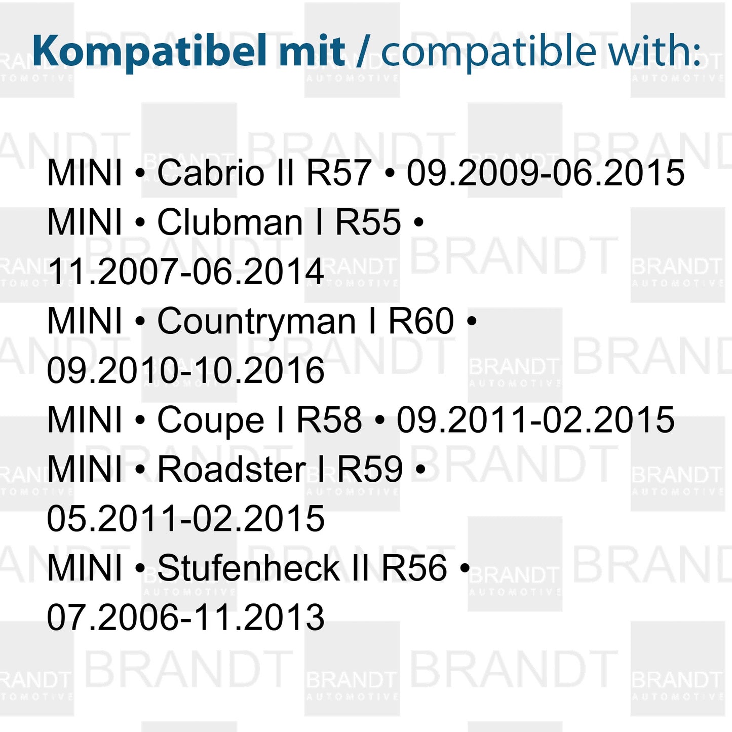 BRANDT Seitenblinker Set LED Kotflügel Blinker + Kabel Schwarz passend für Mini Clubman R55 Hatch R56 Cabrio R57 Coupe R58 Roadster R59 Countryman R60 Blinkleuchten