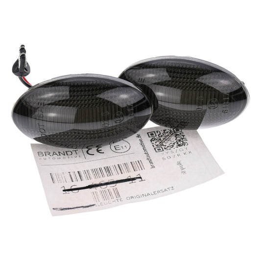 BRANDT Seitenblinker Set LED Kotflügel Blinker + Kabel Schwarz passend für Mini Clubman R55 Hatch R56 Cabrio R57 Coupe R58 Roadster R59 Countryman R60 Blinkleuchten