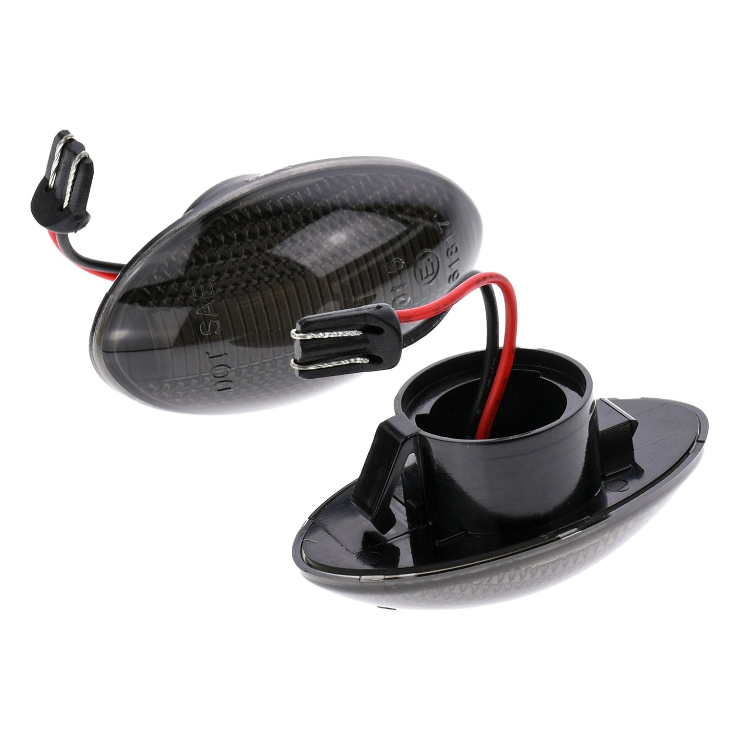 BRANDT Seitenblinker Set LED Kotflügel Blinker + Kabel Schwarz passend für Mini Clubman R55 Hatch R56 Cabrio R57 Coupe R58 Roadster R59 Countryman R60 Blinkleuchten