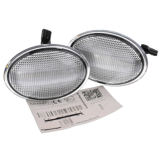 BRANDT Seitenblinker Set LED Blinker + Kabel Weiss passend für Mini Cabrio R57 Clubman R55 Hatch R56 Roadster R59 Coupe R58 Blinkleuchten