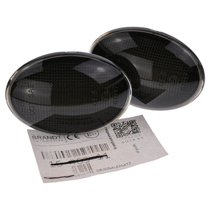 BRANDT Seitenblinker Set LED Blinker + Kabel Schwarz passend für Mini Cabrio R57 Clubman R55 Hatch R56 Roadster R59 Coupe R58 Blinkleuchten