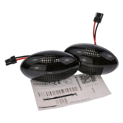 BRANDT Seitenblinker Set LED Kotflügel Blinker + Kabel Schwarz getönt passend für Mini One Cooper R50 Cooper S R53 Cabrio R52 01-08 Blinkleuchten