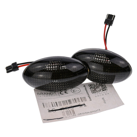 BRANDT Seitenblinker Set LED Kotflügel Blinker + Kabel Schwarz getönt passend für Mini One Cooper R50 Cooper S R53 Cabrio R52 01-08 Blinkleuchten