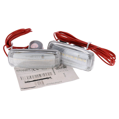BRANDT Seitenblinker Set LED Kotflügel Blinker + Kabel Weiss passend für Chrysler 200 II UF Sebring III JS 300C I SRT-8 LX LE Touring Town & Country V RT Grand Voyager V RT Blinkleuchten