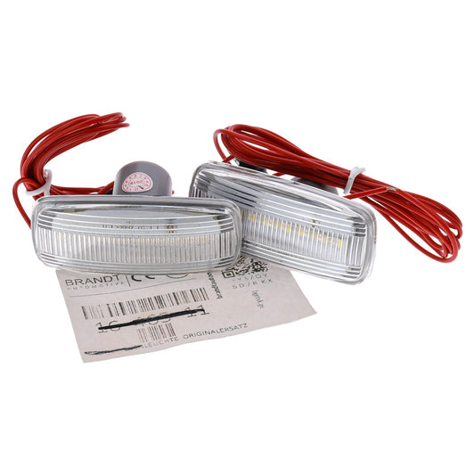 BRANDT Seitenblinker Set LED Kotflügel Blinker + Kabel Weiss passend für Jeep Compass I Patriot I MK Commander I XH XK Liberty II KK Grand Cherokee III IV WK WK2 WH Blinkleuchten