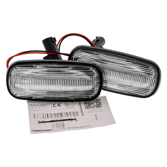 BRANDT Seitenblinker Set LED Kotflügel Blinker + Kabel Weiss passend für Land Rover Defender I Td5 Puma L316 Discovery II L318 Freelander I L314 MG ZS ZT ZT-T Rover 45 75 Blinkleuchten