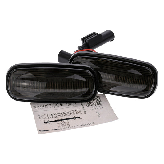 BRANDT Seitenblinker Set LED Kotflügel Blinker + Kabel Schwarz passend für Land Rover Defender I Td5 Puma L316 Discovery II L318 Freelander I L314 MG ZS ZT ZT-T Rover 45 75 Blinkleuchten