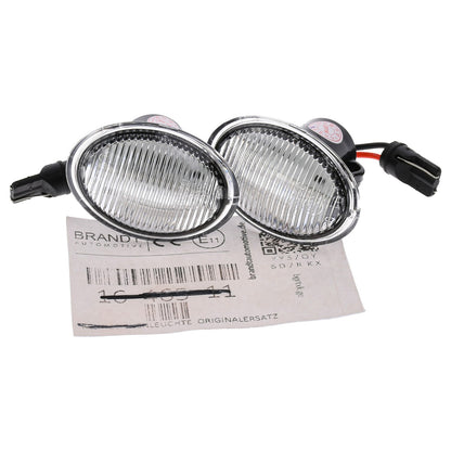 BRANDT Seitenblinker Set LED Kotflügel Blinker + Kabel Weiss passend für Fiat 500 I 500C 500L 312 Abarth 595 695 Alfa Romeo 4C Lancia Ypsilon II 843 Ford Ka II RU8 Blinkleuchten
