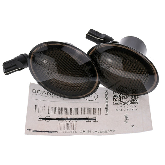 BRANDT Seitenblinker Set LED Kotflügel Blinker + Kabel Schwarz passend für Fiat 500 I 500C 500L 312 Abarth 595 695 Alfa Romeo 4C Lancia Ypsilon II 843 Ford Ka II RU8 Blinkleuchten