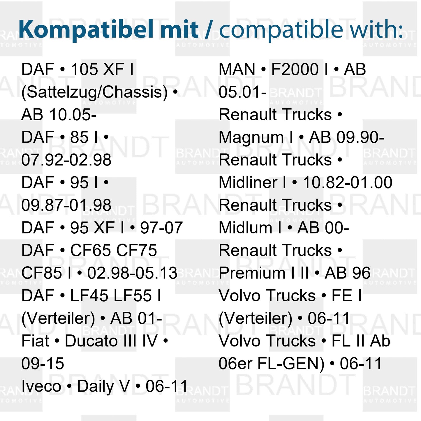 BRANDT Seitenmarkierungsleuchten LED Seiten Blinker Weiss passend für Renault Trucks Premium I II Magnum I Midliner I Midlum I MAN F2000 I Volvo Trucks FE I FL II Sattelzug Chassis Seitenleuchten
