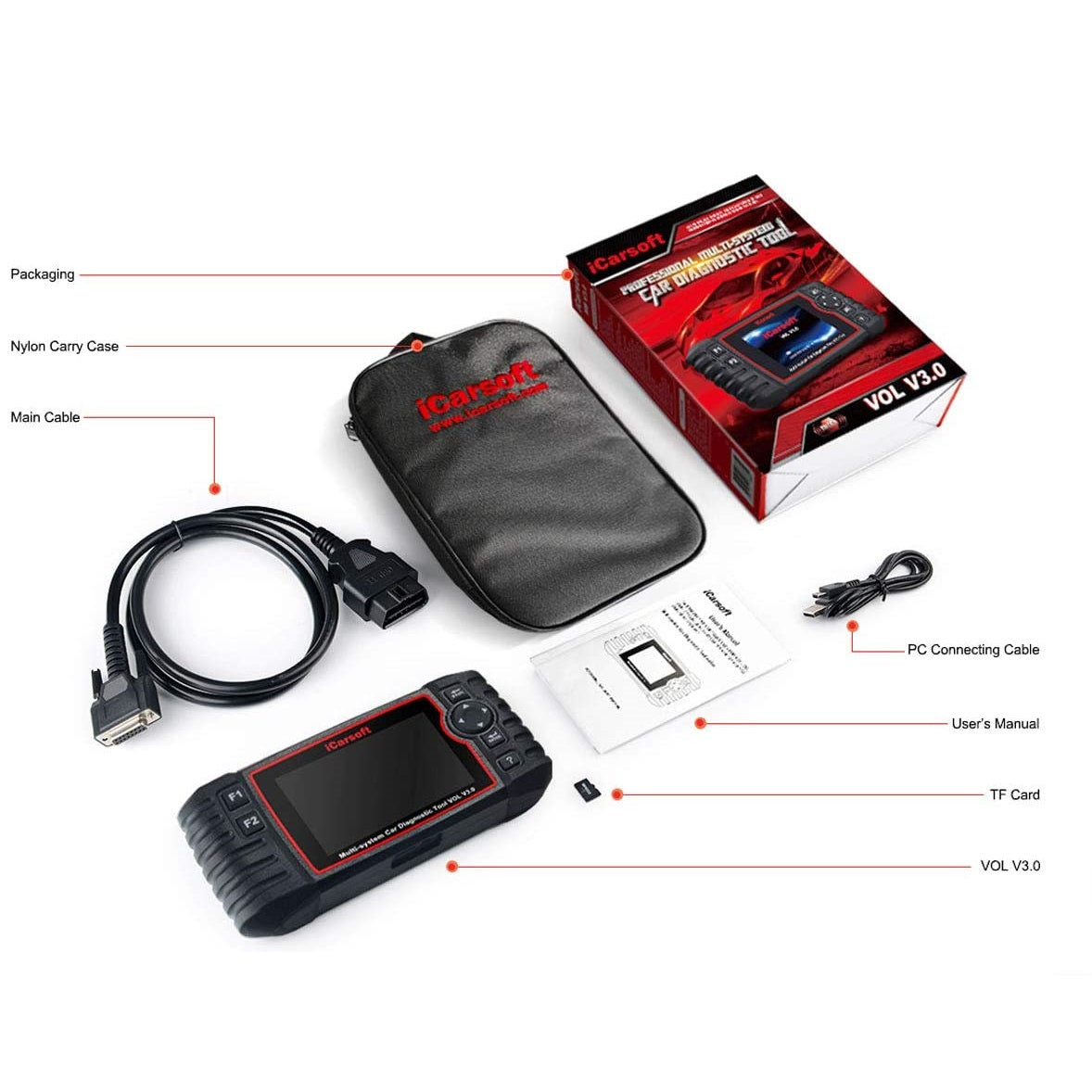 DIAGNOSEGERÄT iCARSOFT VOL V3.0 OBD-2 Scanner für Volvo & Saab inkl. deutsche Updates