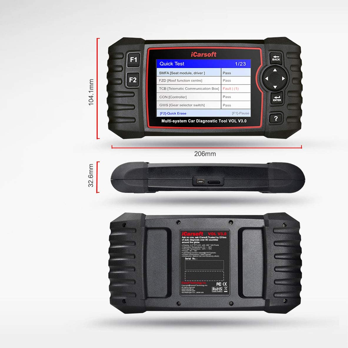 DIAGNOSEGERÄT iCARSOFT VOL V3.0 OBD-2 Scanner für Volvo & Saab inkl. deutsche Updates