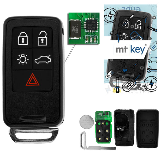 MT-KEY 5 4+1 Tasten Funkschlüssel Fernbedienung 434MHZ kompatibel mit VOLVO S60 V60 XC60 V70 III XC70 III S80 V40 TYP 1 433MHZ Autoschlüssel