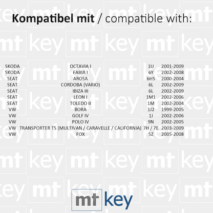 MT-KEY Funk Schlüssel Sender 434MHZ kompatibel mit Skoda Octavia 1U Fabia 6Y VW Bora 1J Golf 4 Polo 9N T5 Multivan Fox Seat Ibiza 3 Leon I 1J0959753AG