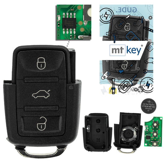 MT-KEY Funk Schlüssel Sender 434MHZ kompatibel mit VW Caddy 2K Jetta 1K Golf V Touran 1T Tiguan I Skoda Octavia 1Z Fabia 6Y Seat Leon II 1K0959753G