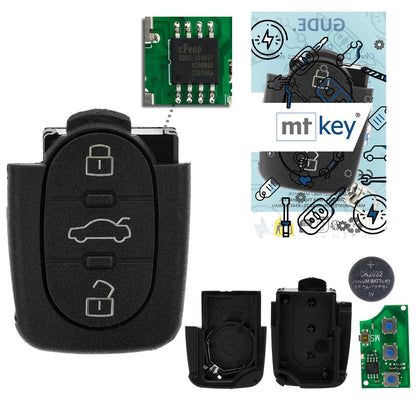 MT-KEY Funk Schlüssel Fernbedienung Sender 434MHZ kompatibel mit  VW Beetle 9C Passat B5 Golf IV Bora 1 J Polo 9N 433MHZ 1J0959753B Klappschlüssel