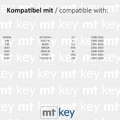 MT-KEY Funk Schlüssel Fernbedienung Sender 434MHZ kompatibel mit VW Golf IV Bora 1J Skoda Octavia 1U Seat Ibiza III Leon I Toledo II 433MHZ 1J0959753N