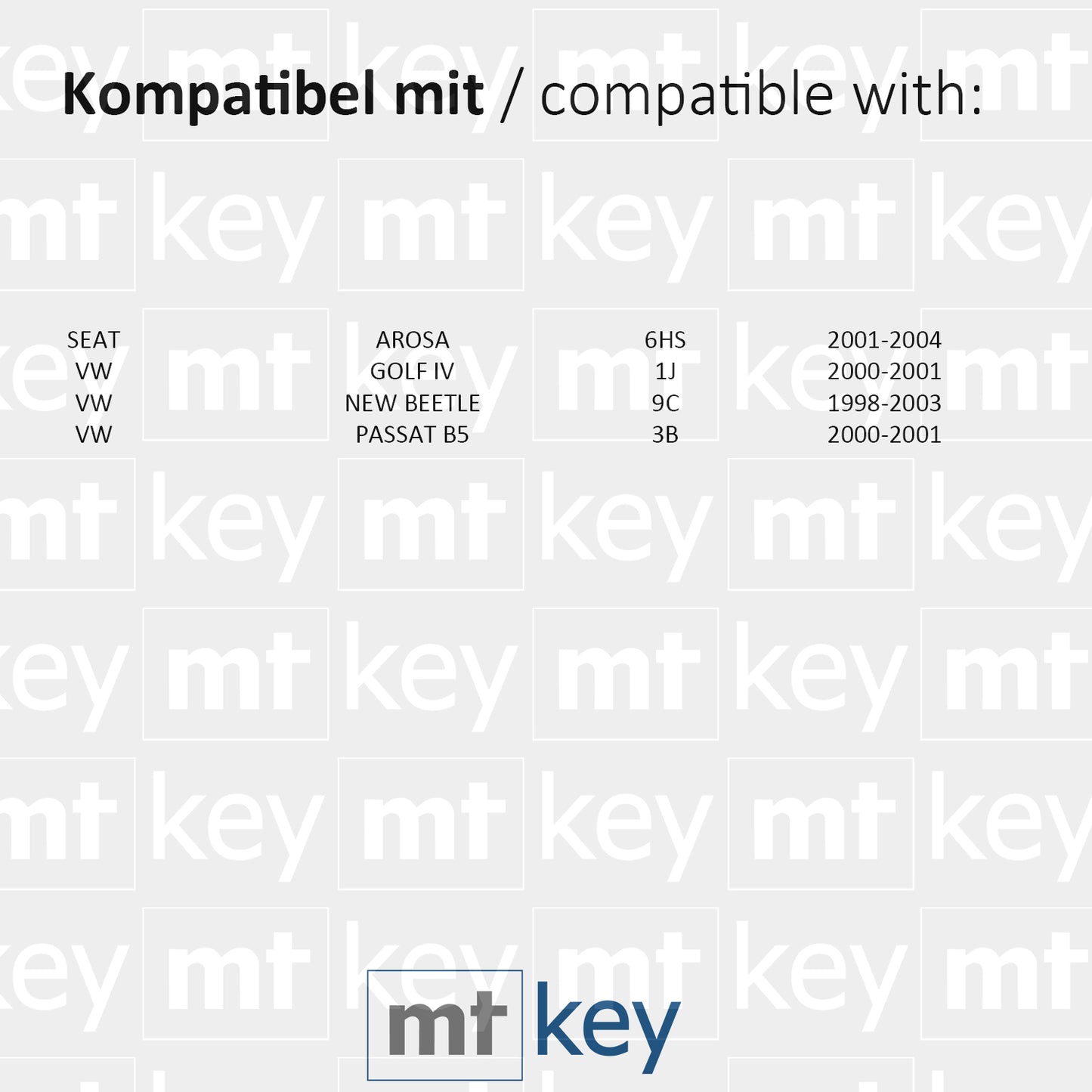 MT-KEY Funk Schlüssel Fernbedienung Sender 434MHZ kompatibel mit Seat Arosa 6HS VW Golf IV 1J Beetle 9C Passat B5 3B 433MHZ 1J0959753P Klappschlüssel