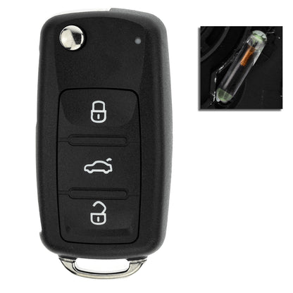 MT-KEY 3 Tasten Funkschlüssel Auto Klapp Schlüssel 434MHZ kompatibel mit VW Touran Beetle Caddy Eos Golf 6 Polo 5 UP! Seat Leon II Mii Skoda Yeti