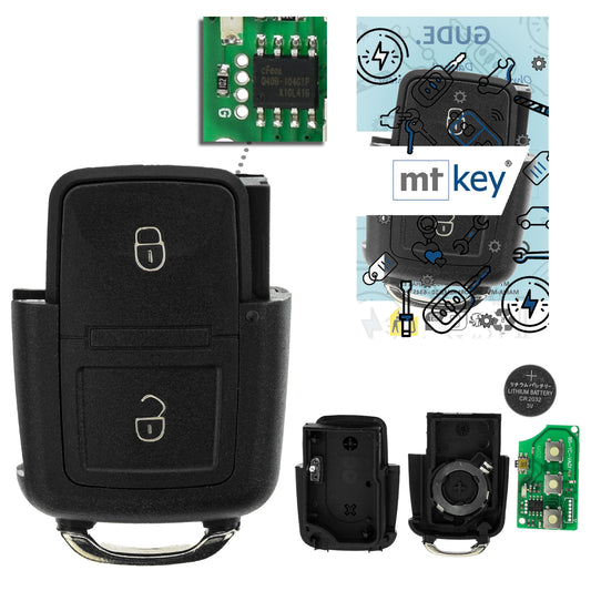 MT-KEY 2 Tasten Funkfernbedienung 434MHZ kompatibel mit VW Sharan 7M 00-09 Alhambra 7M 00-09 Ford Galaxy I WGR 00-06 433MHZ Funkschlüssel