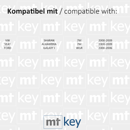 MT-KEY 2 Tasten Funkfernbedienung 434MHZ kompatibel mit VW Sharan 7M 00-09 Alhambra 7M 00-09 Ford Galaxy I WGR 00-06 433MHZ Funkschlüssel