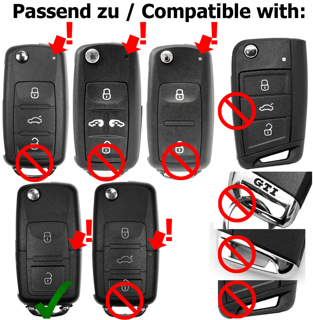 Auto Schlüssel Funk Fernbedienung 2X Gehäuse 2 Tasten + 2X Rohling HAA + 2X CR2032 Batterie kompatibel mit VW SEAT Skoda