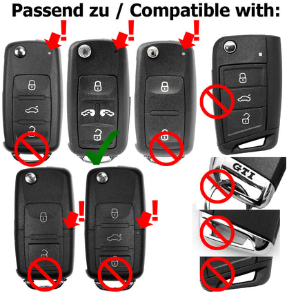 Auto Schlüssel Funk Fernbedienung 2X Gehäuse 4 Tasten + 2X Rohling HAA kompatibel mit VW/SEAT/Skoda (bis 11/2009)